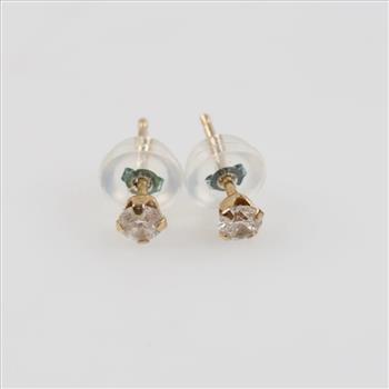 10kt Gold Clear Stone Stud Earrings