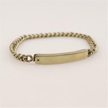 10kt Gold Curb Chain Name Plate Bracelet