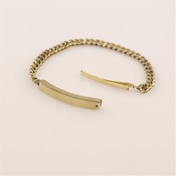 10kt Gold Curb Chain Name Plate Bracelet