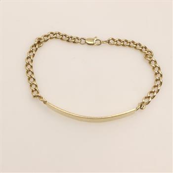 10kt Gold Curb Chain Name Plate Bracelet