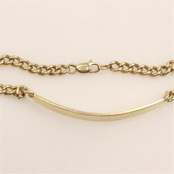 10kt Gold Curb Chain Name Plate Bracelet