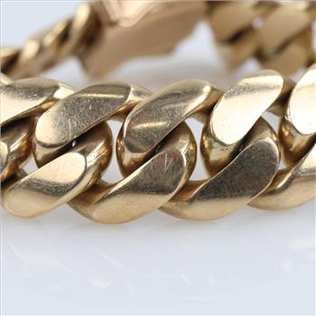 10kt Gold Curb Link Chain Bracelet-Evaluated By Our Certified Gemologist - AGS / GIA