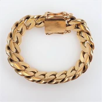 10kt Gold Curb Link Chain Bracelet-Evaluated By Our Certified Gemologist - AGS / GIA