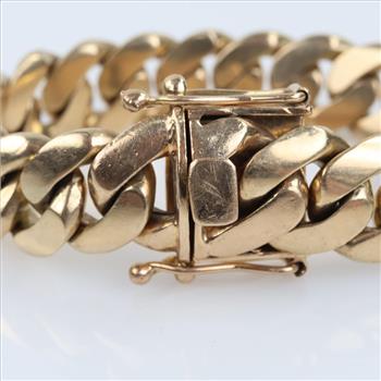 10kt Gold Curb Link Chain Bracelet-Evaluated By Our Certified Gemologist - AGS / GIA