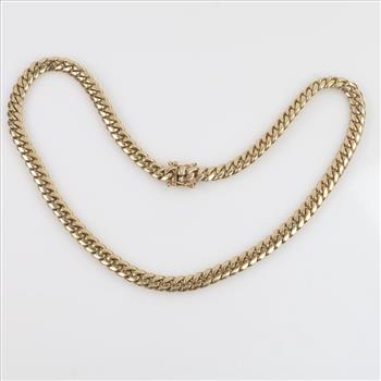 10kt Gold Curb Link Chain Necklace -Evaluated By Our Certified Gemologist-AGS/GIA