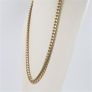 10kt Gold Curb Link Chain Necklace -Evaluated By Our Certified Gemologist-AGS/GIA