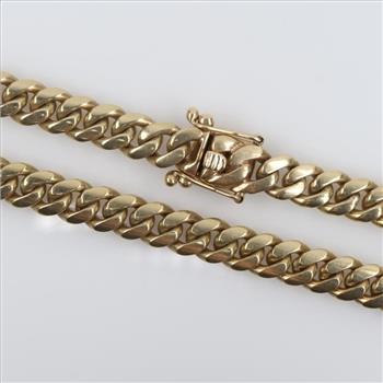10kt Gold Curb Link Chain Necklace -Evaluated By Our Certified Gemologist-AGS/GIA