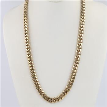 10kt Gold Curb Link Chain Necklace -Evaluated By Our Certified Gemologist-AGS/GIA