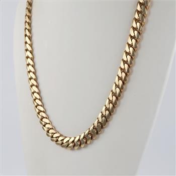 10kt Gold Curb Link Chain Necklace -Evaluated By Our Certified Gemologist-AGS/GIA