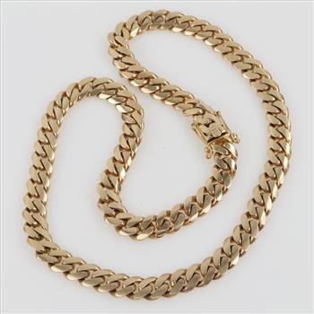 10kt Gold Curb Link Chain Necklace -Evaluated By Our Certified Gemologist-AGS/GIA