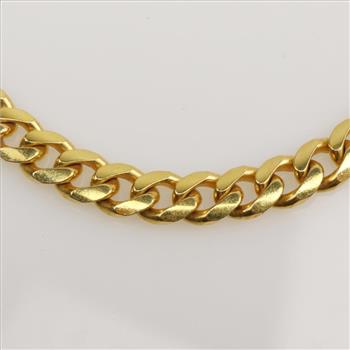 10kt Gold Curb Link Chain Necklace-Evaluated By Our Certified Gemologist-AGS/GIA