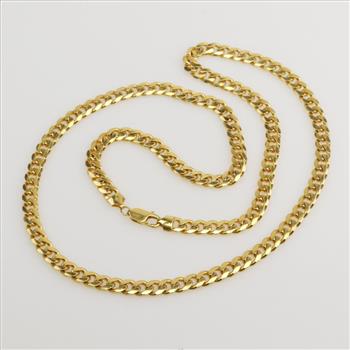 10kt Gold Curb Link Chain Necklace-Evaluated By Our Certified Gemologist-AGS/GIA