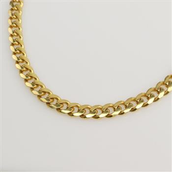 10kt Gold Curb Link Chain Necklace-Evaluated By Our Certified Gemologist-AGS/GIA