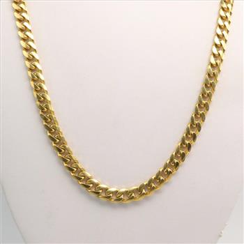 10kt Gold Curb Link Chain Necklace-Evaluated By Our Certified Gemologist-AGS/GIA