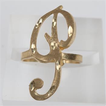 10kt Gold Cursive Letter Ring