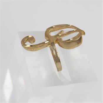 10kt Gold Cursive Letter Ring