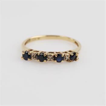 10kt Gold Dark Blue Stone Diamond Accent Ring