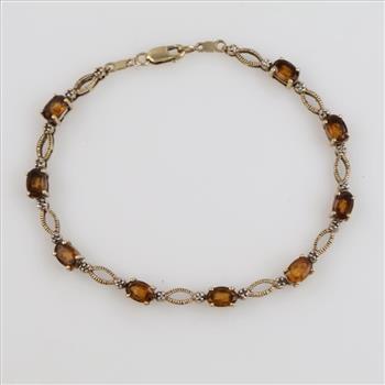 10kt Gold Diamond Accent And Brown Stone Bracelet