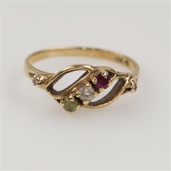 10kt Gold Diamond Accent Multicorlored Stone Ring