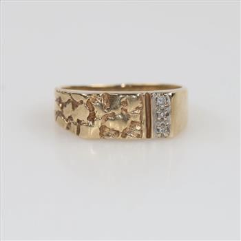 10kt Gold Diamond Accent Nugget Ring