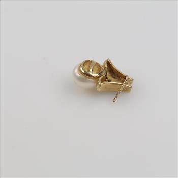 10kt Gold Diamond Accent Pearl Single Earring