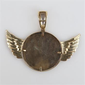 10kt Gold Diamond Accent Photo Holder Angel Wing Pendant
