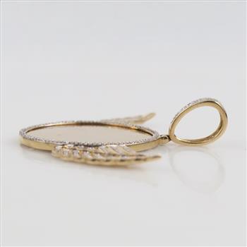 10kt Gold Diamond Accent Photo Holder Angel Wing Pendant