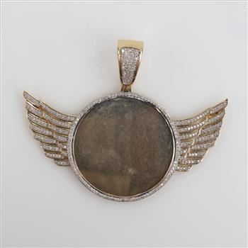 10kt Gold Diamond Accent Photo Holder Angel Wing Pendant