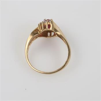 10kt Gold Diamond Accent Red Stone Ring