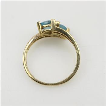 10kt Gold Diamond And Blue Stone Ring