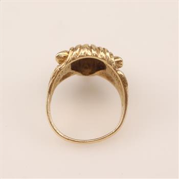 10kt Gold Diamond And Ruby Lion Head Ring
