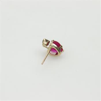 10kt Gold Diamond And Ruby Single Earring