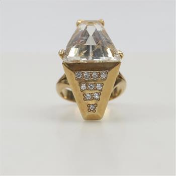 10kt Gold Diamond And Rutilated Topaz Ring