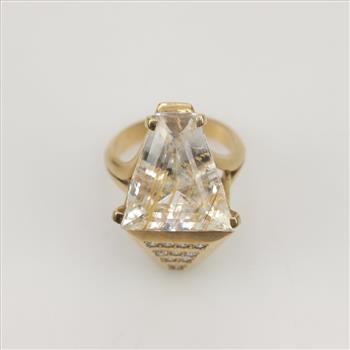 10kt Gold Diamond And Rutilated Topaz Ring