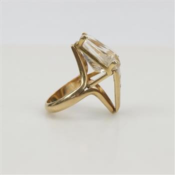 10kt Gold Diamond And Rutilated Topaz Ring