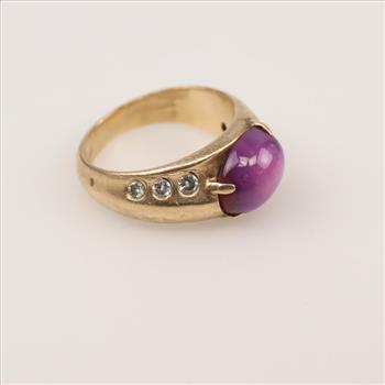 10kt Gold Diamond And Star Ruby Ring