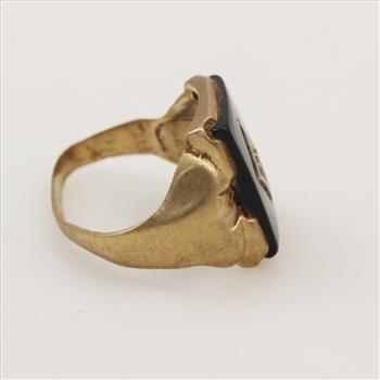 10kt Gold Diamond Black Onyx Signet Ring
