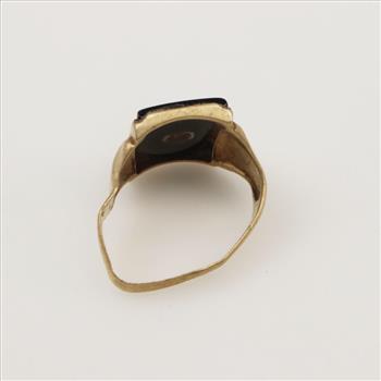 10kt Gold Diamond Black Onyx Signet Ring