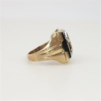 10kt Gold Diamond Black Onyx Signet Ring