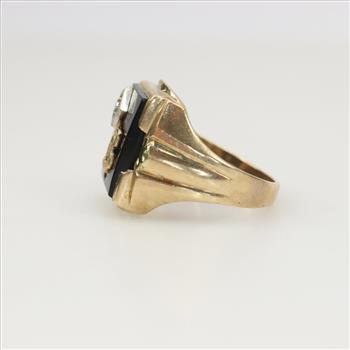 10kt Gold Diamond Black Onyx Signet Ring