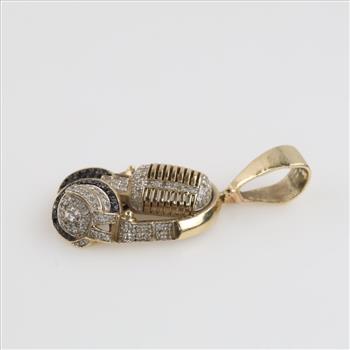 10kt Gold Diamond & Black Stones Pendant