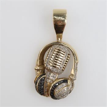 10kt Gold Diamond & Black Stones Pendant