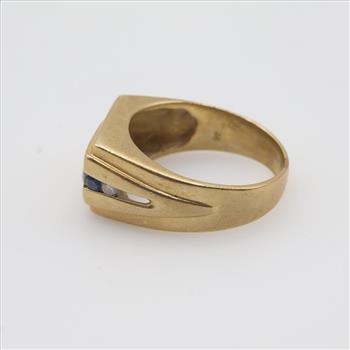 10kt Gold Diamond Blue Stone Ring