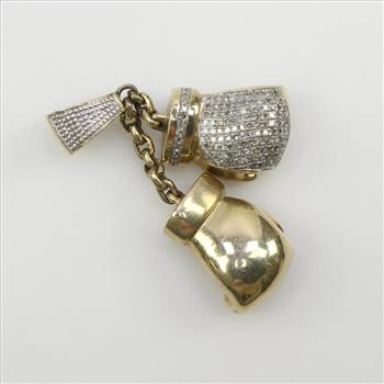 10kt Gold Diamond Boxing Gloves Pendant