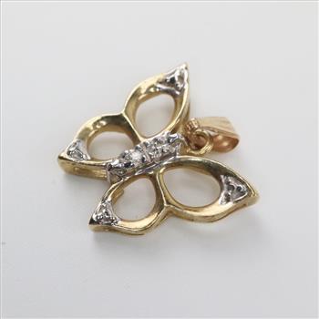 10kt Gold Diamond Butterfly Pendant