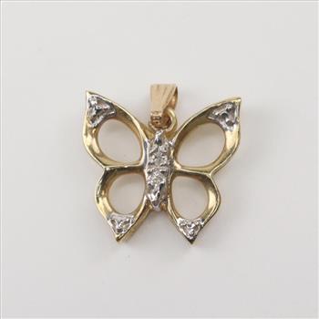 10kt Gold Diamond Butterfly Pendant