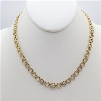 10kt Gold Diamond Circle Chain Necklace