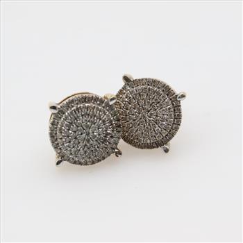 10kt Gold Diamond Circle Stud Earrings