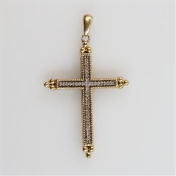 10kt Gold Diamond Cross Pendant