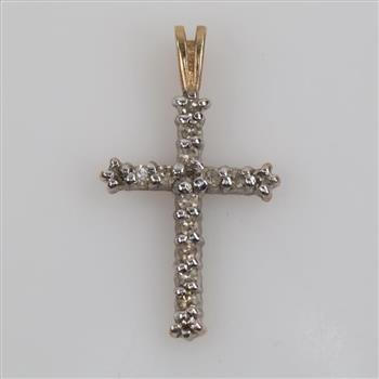10kt Gold Diamond Cross Pendant